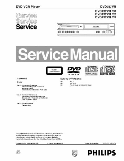 Philips DVD757VR Manual Service VHS Stereo DVD Player - Type /00 /02 /05 - (13.761Kb) pag. 106